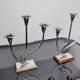 Pair of art deco candle holder in stainless steel 3 flames, Spain, 1970