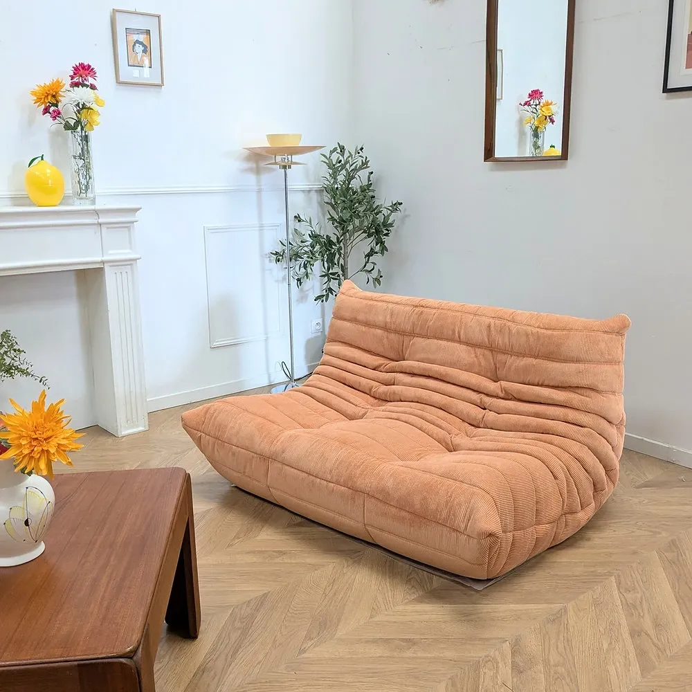 Togo apricot 2-seater and 3-seater sofa set Ligne Roset