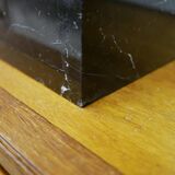 Buddha head sculpture, marble base