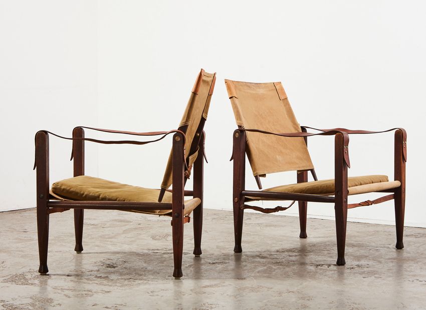 Kaare Klint Pair of Safari Chairs for Rud Rasmussen Denmark 1960s