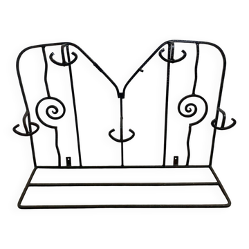 Wall-mounted coat rack in wrought iron, early 20th century