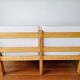 Paire de chauffeuses bois et tissu bouclette