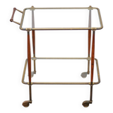 Rolling trolley in wood and brass, rolling bar, servant, trolley, 1950 Cesare Lacca for arredoluce