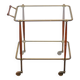 Wood and brass rolling dessert trolley, bar cart, server, trolley, 1950 Cesare Lacca for Arredoluce.