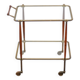 Desserte roulante bois et laiton, bar roulant, serviteur, trolley, 1950 Cesare Lacca pour arredoluce
