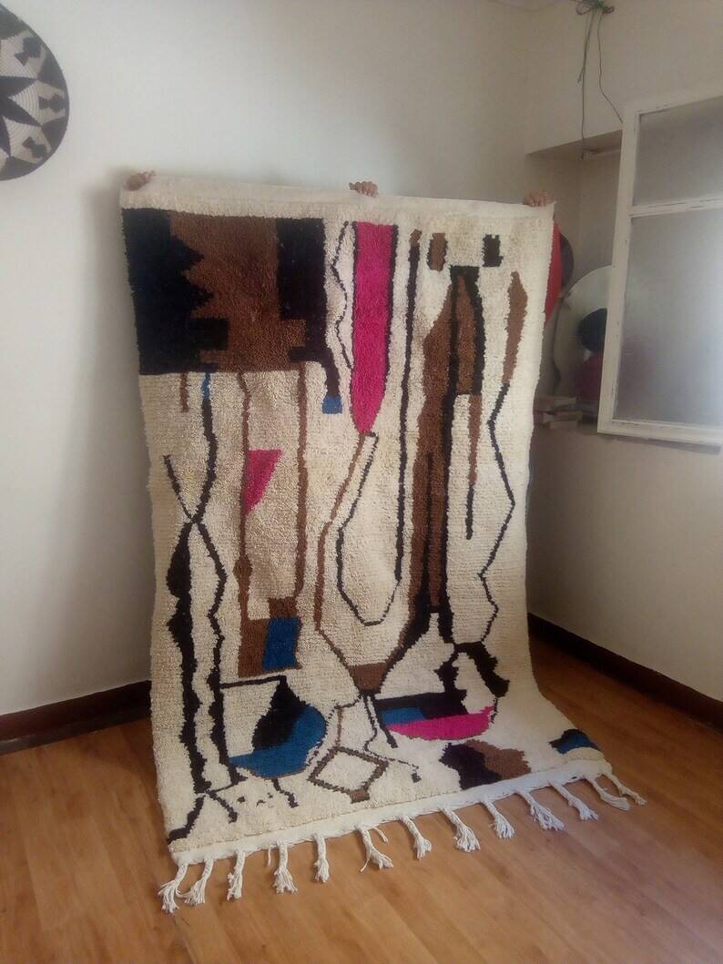 Berber design rug - brown touch - handmade Moroccan rug - 247x152 cm