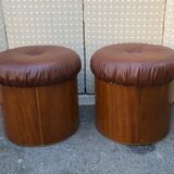 Pair of round poufs from the 1970s