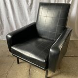 Black skai armchair from the 50s and 60s