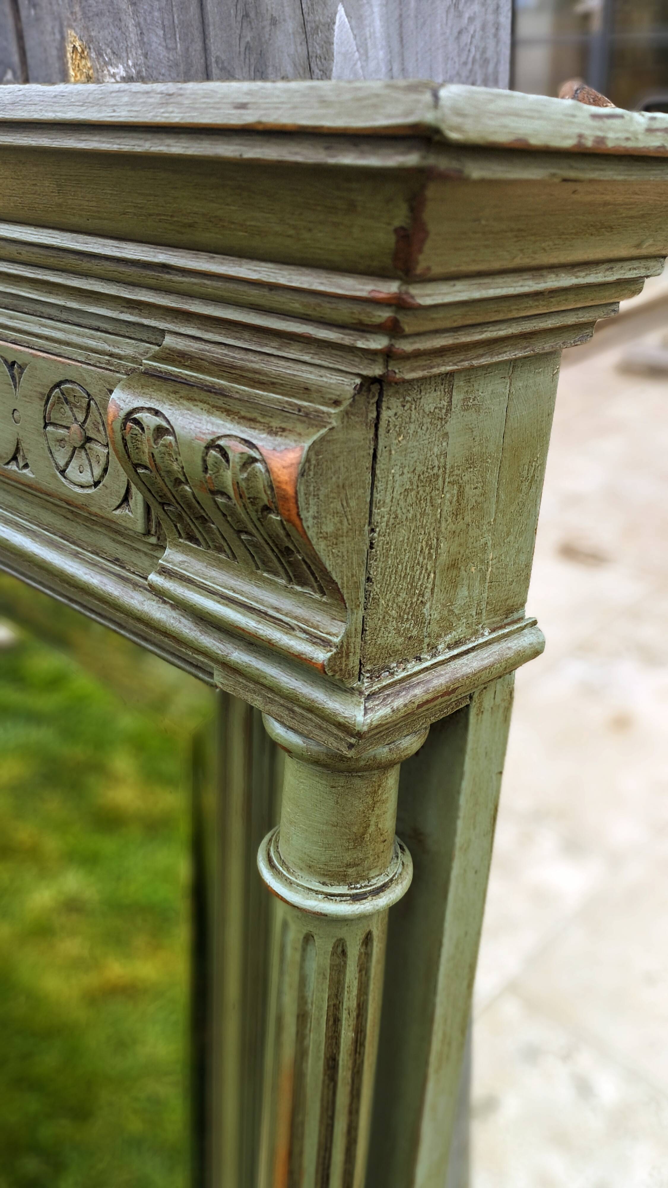 Antique olive green mirror