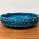 Large bowl in Rimini Blu pottery in mid-century style by Aldo Londi for Bitossi, Italy, 1960s.