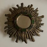 Sun mirror by Irena Jaworska in gilded lead and green glass 1960