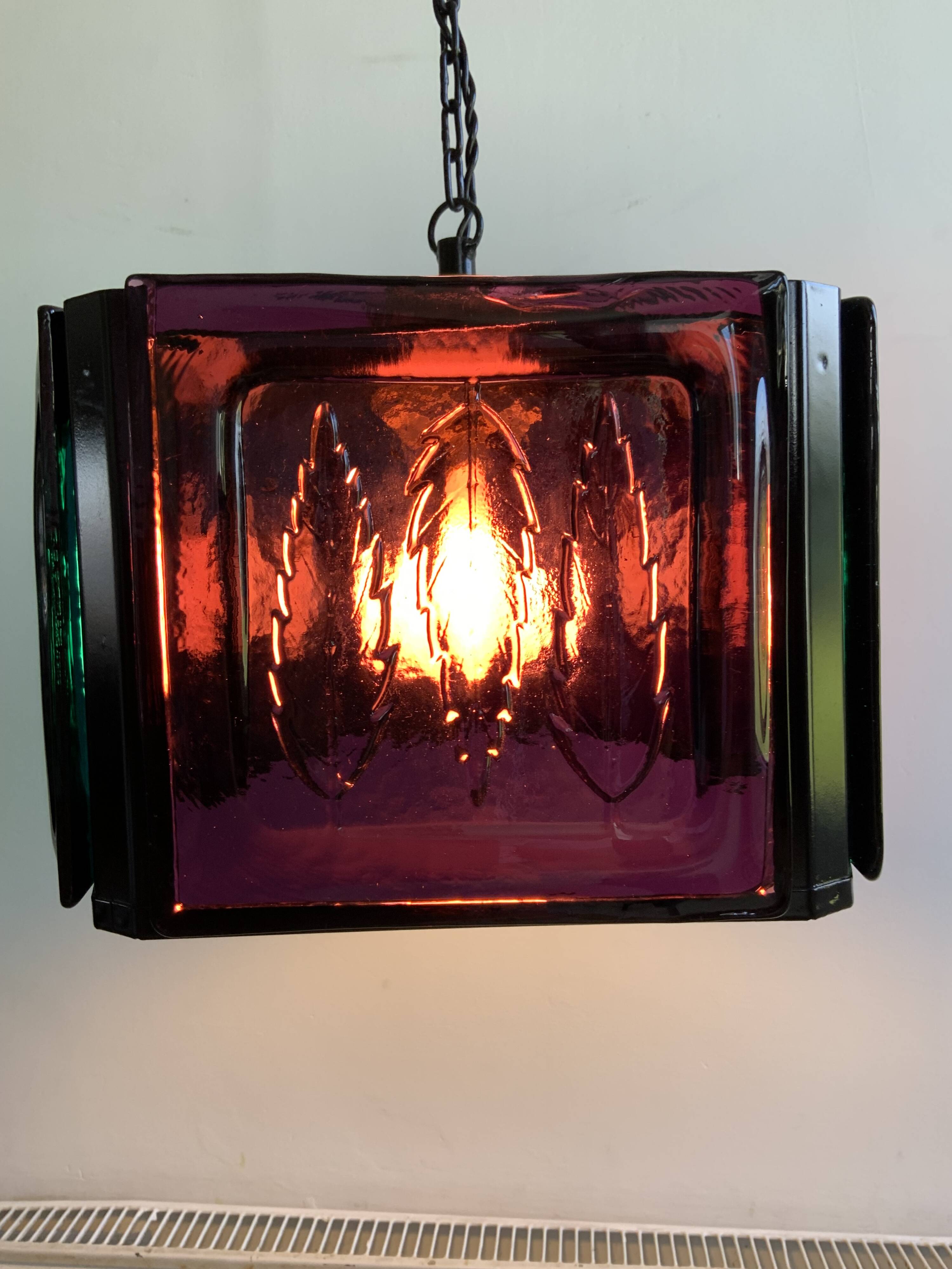 Mid Century Modern Erik Hoglund Ceiling Lamp Glass Kosta Boda 1970s