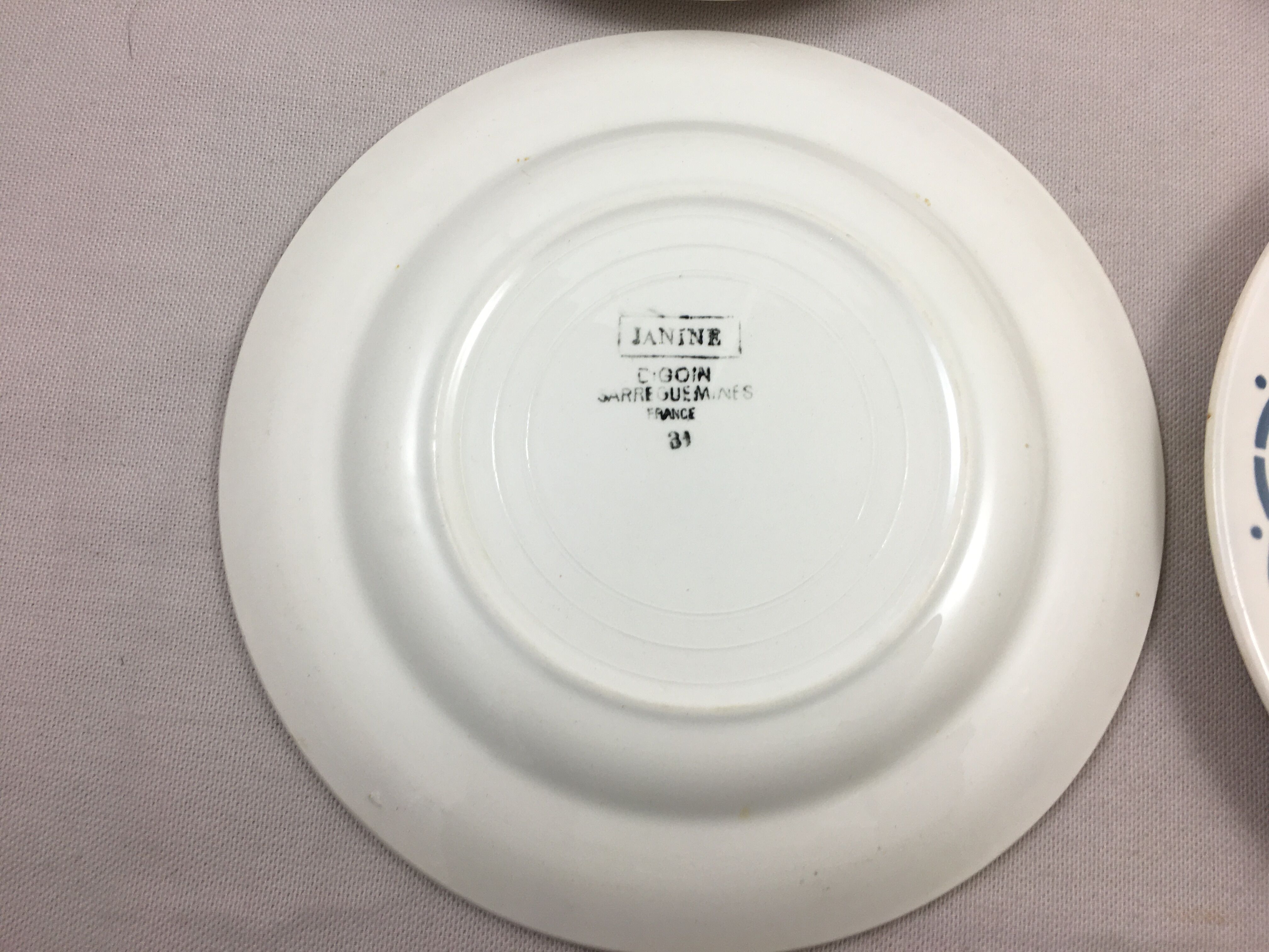 4 plates vintage dessert Sarreguemines model Janine rose