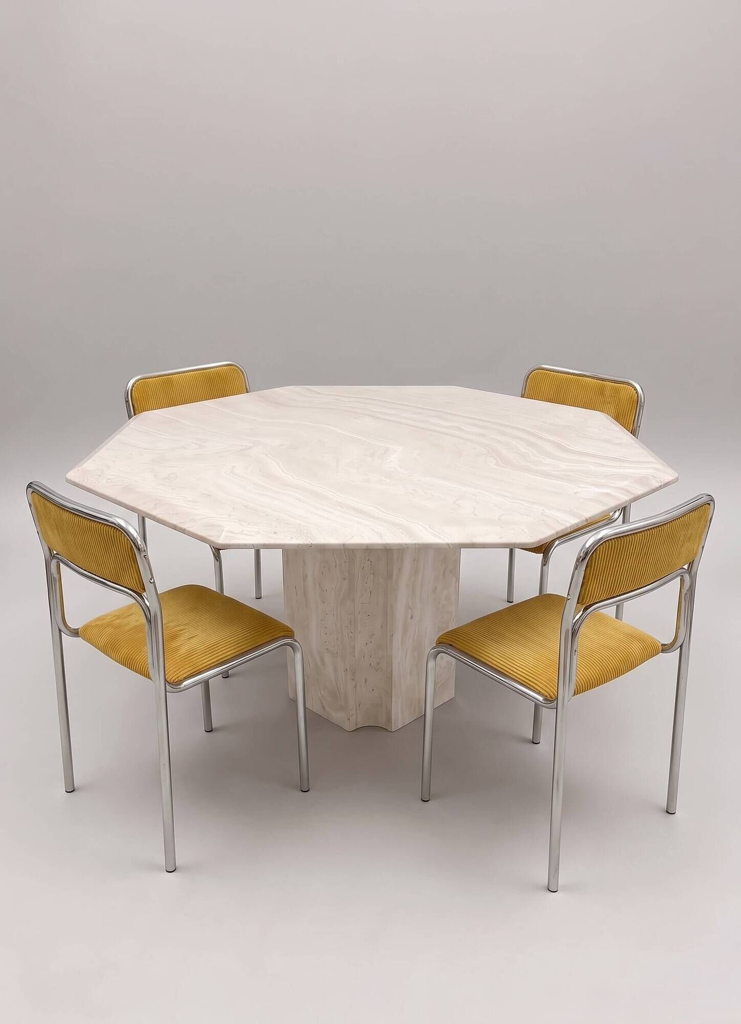 Table à manger octogonal 6 personnes par Artelano — Travertin massif