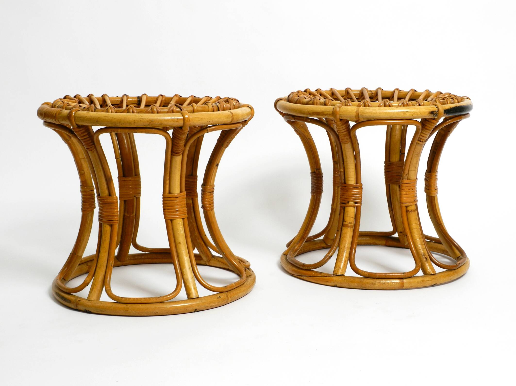 Pair of beautiful rare original 1960's Italian bamboo stools