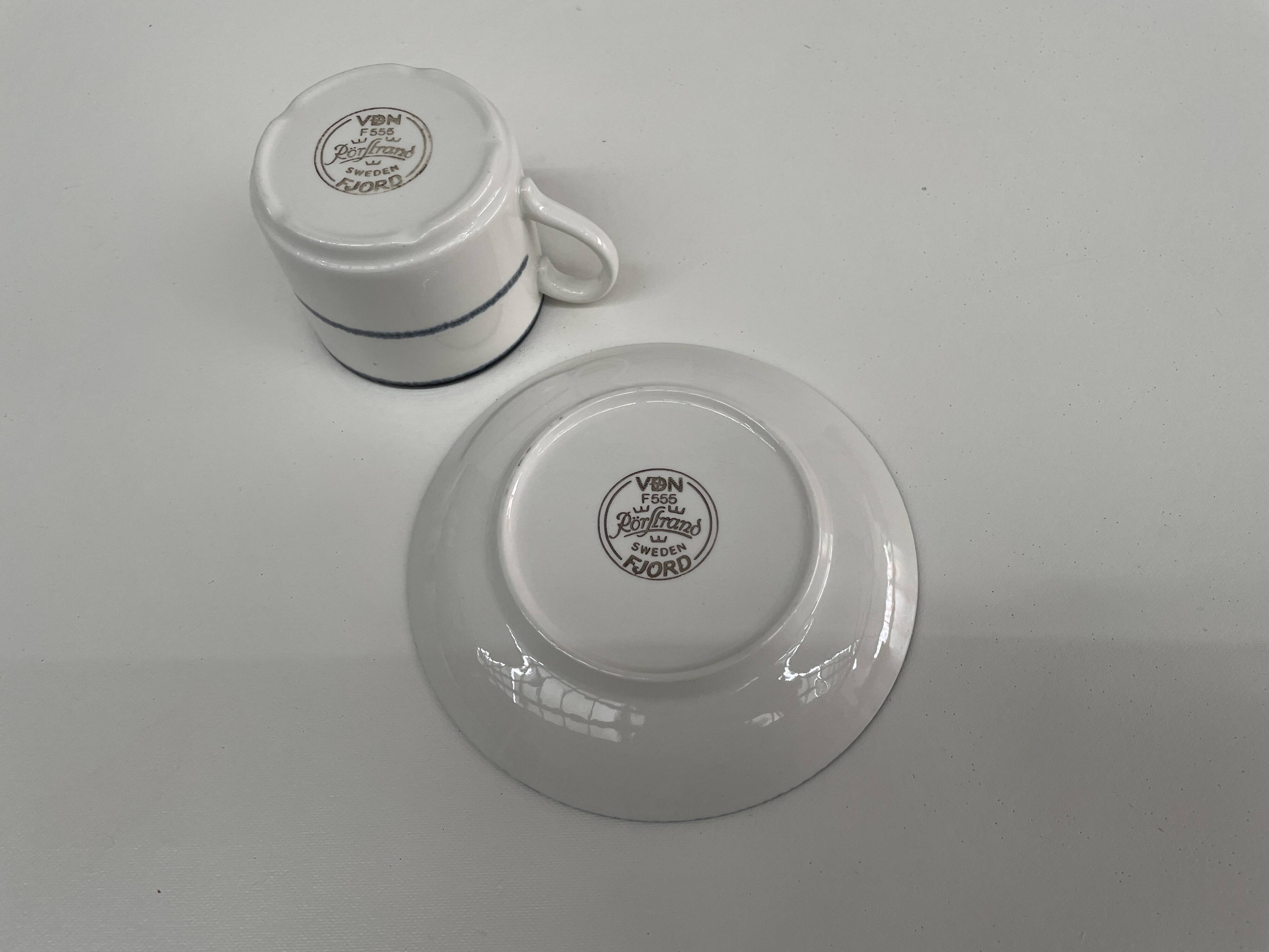 set of 7 coffee cups + saucers - vintage Rörstrand - Scandinavian design