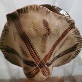 Ceramic vase of corrugated shape, 2 faces with different designs, dated and signed