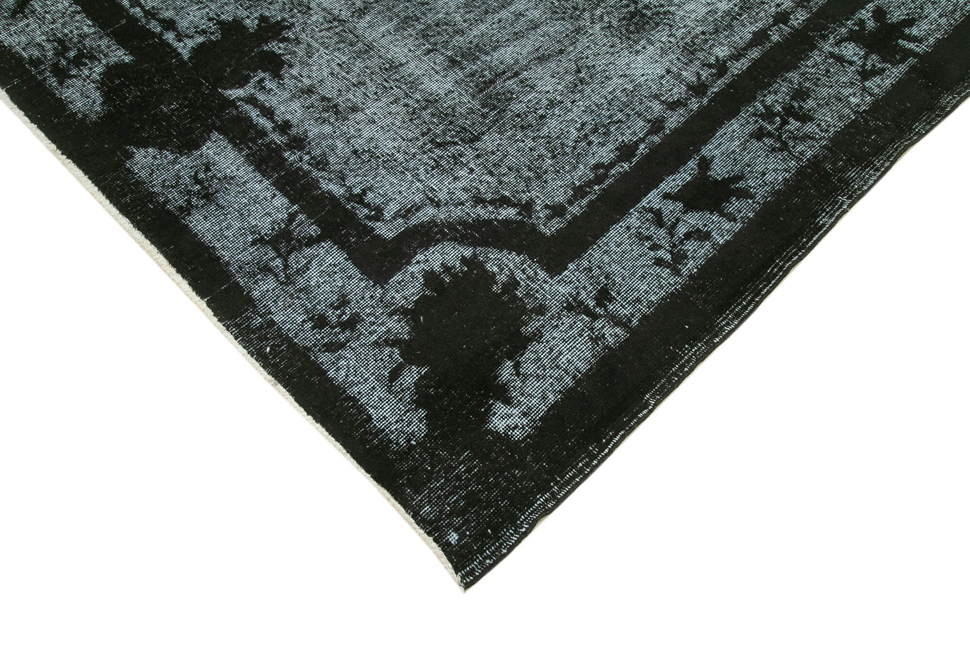 Handmade distressed oriental 1970s 196 cm x 303 cm black carpet