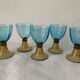 5 glasses in amber and blue crystal George Sand diabolos 19th century
