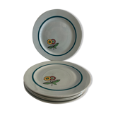 Set of 6 dessert plates in old earthenware from Sarreguemines, Diablerets model