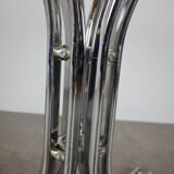 Round chrome and glass dining table / Italy, 1980s