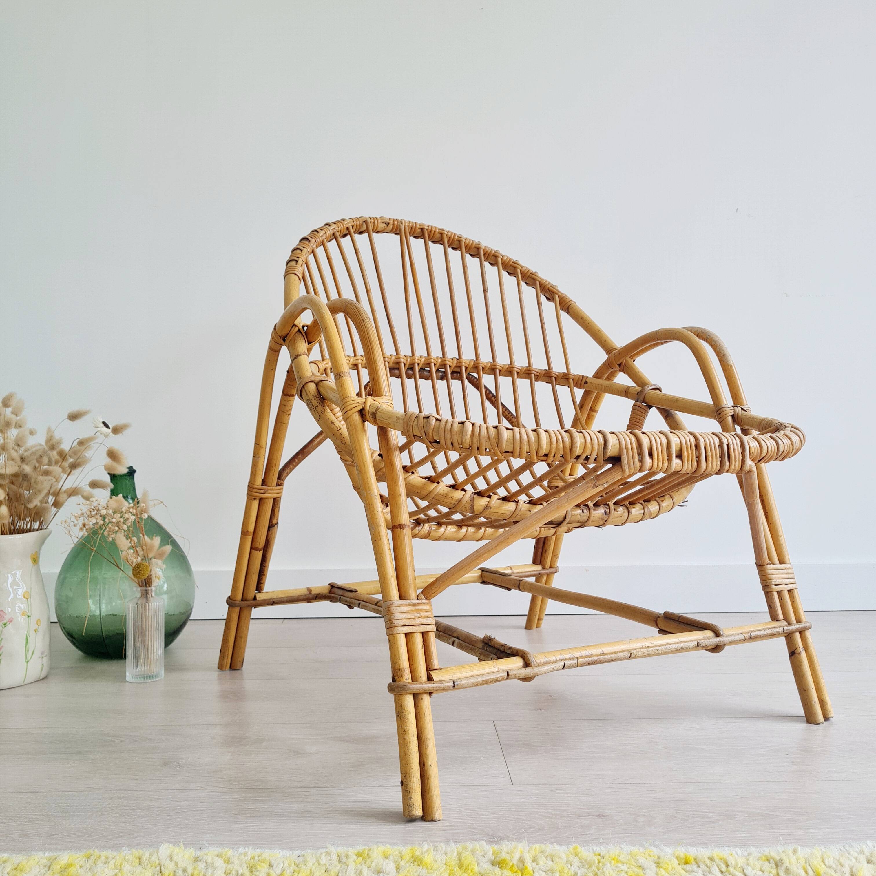 Rattan basket chair, 1960s