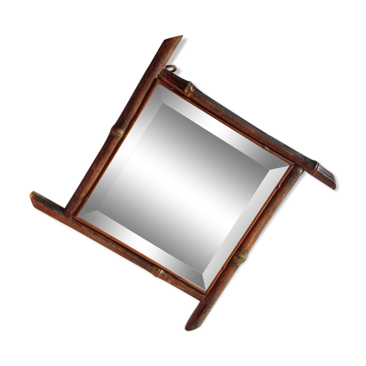 Bevelled bamboo mirror
