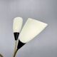 1950s Brass & Glass Adjustable Floor Lamp with Wooden Detail