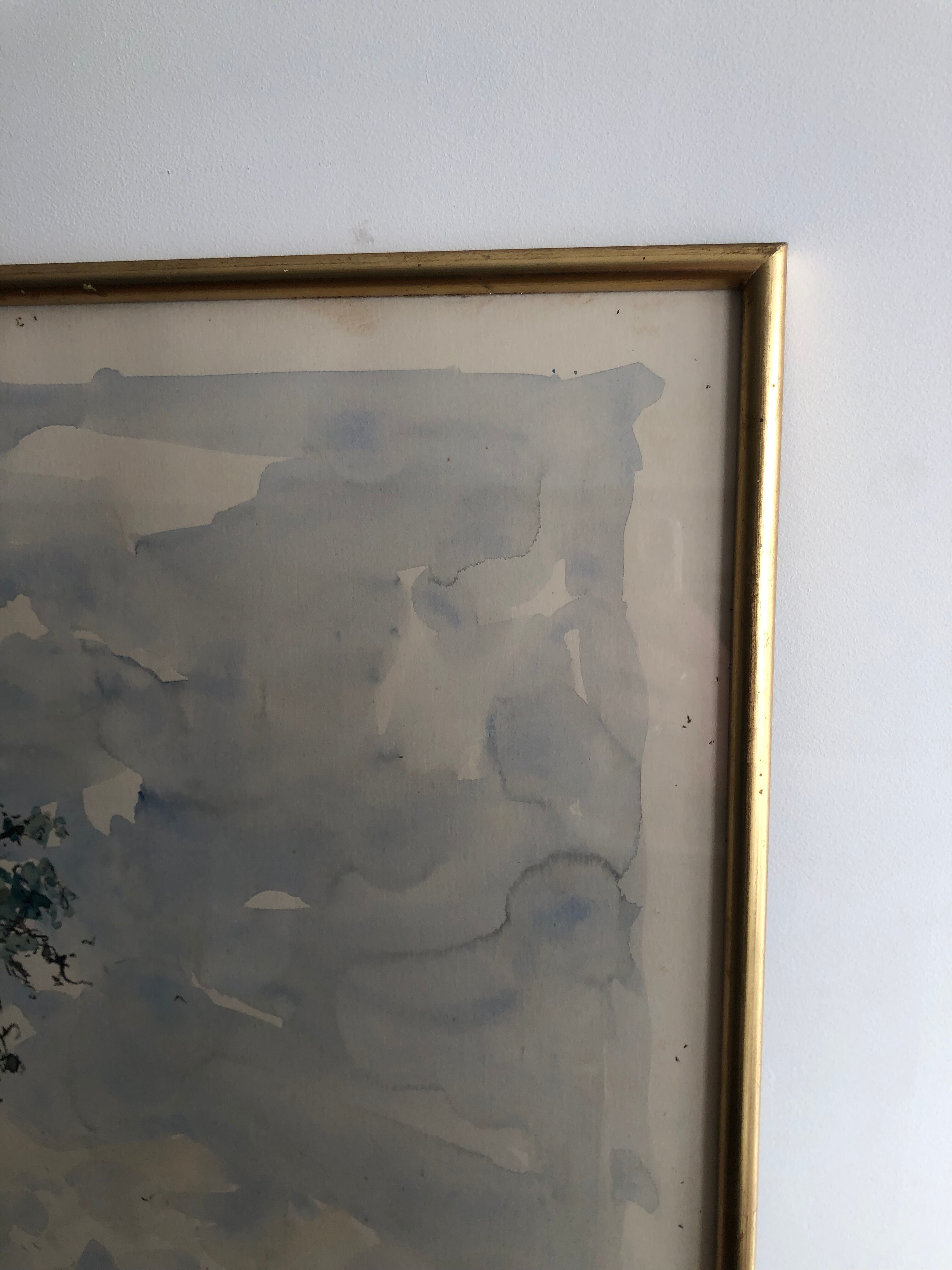 Watercolor by Georges Prestat River in Central African Republic