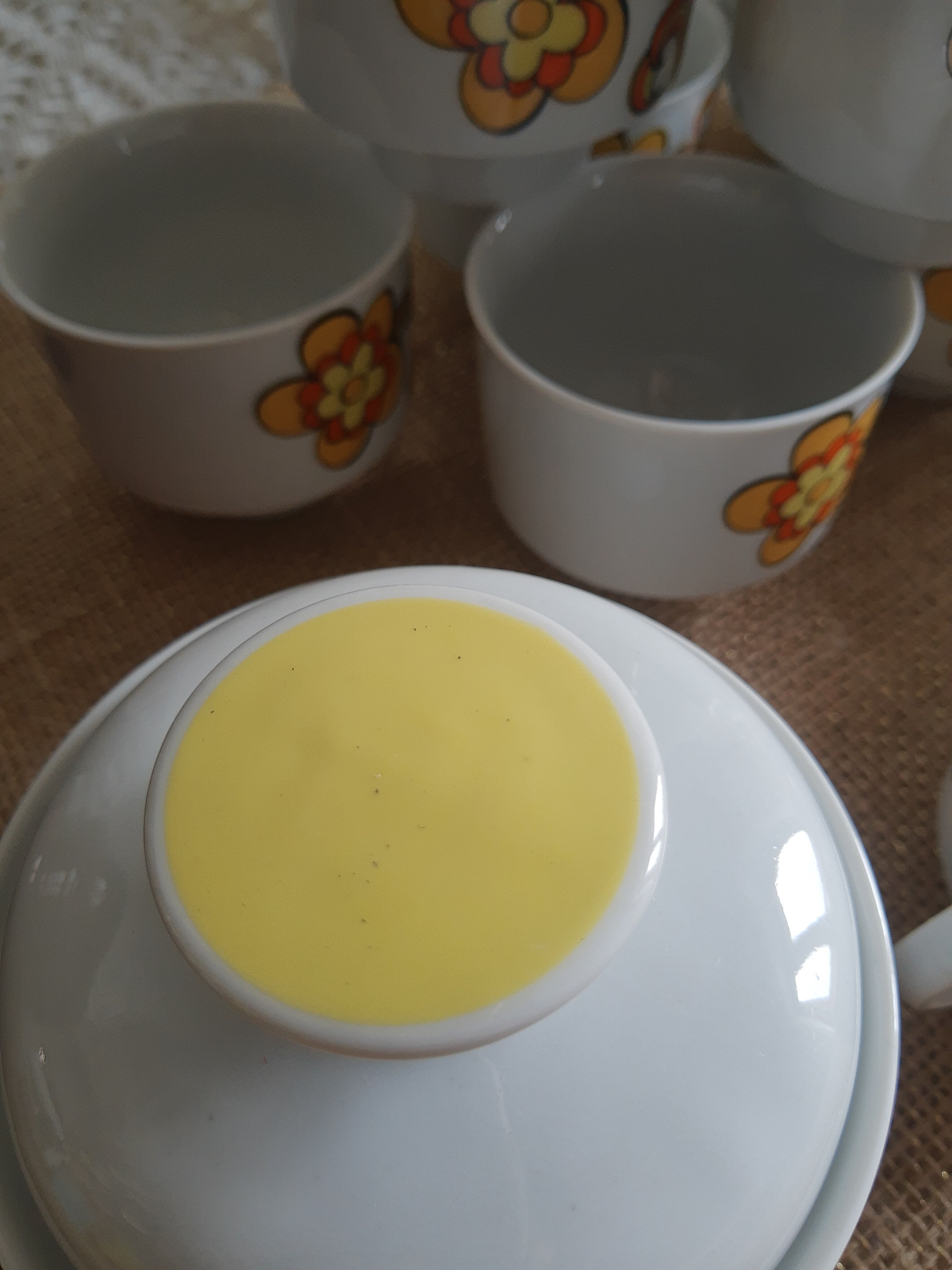 Set 11 coffee cups, sugar bowl and milk pitcher Wunsiedel Bavaria vintage