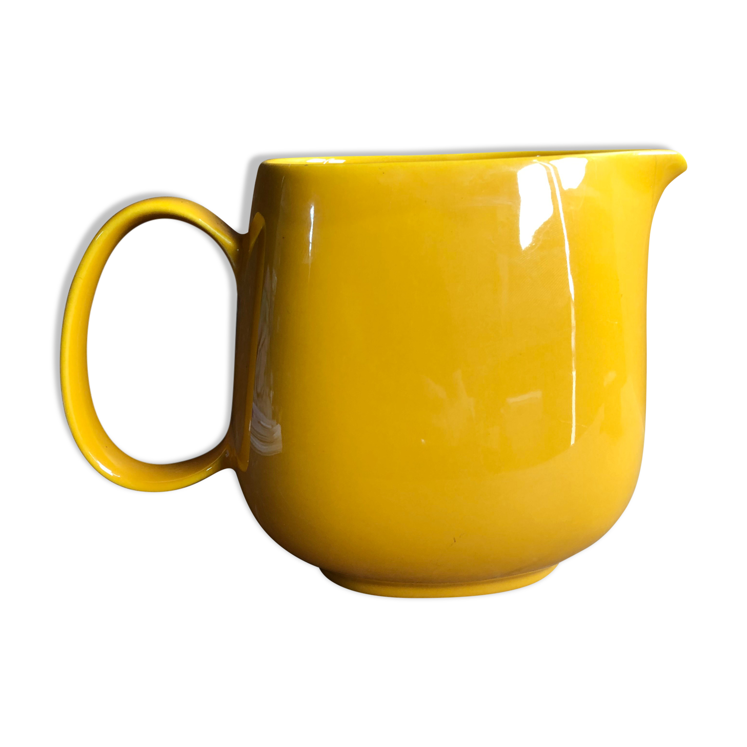 Old yellow ceramic pitcher made in germany 70s vintage