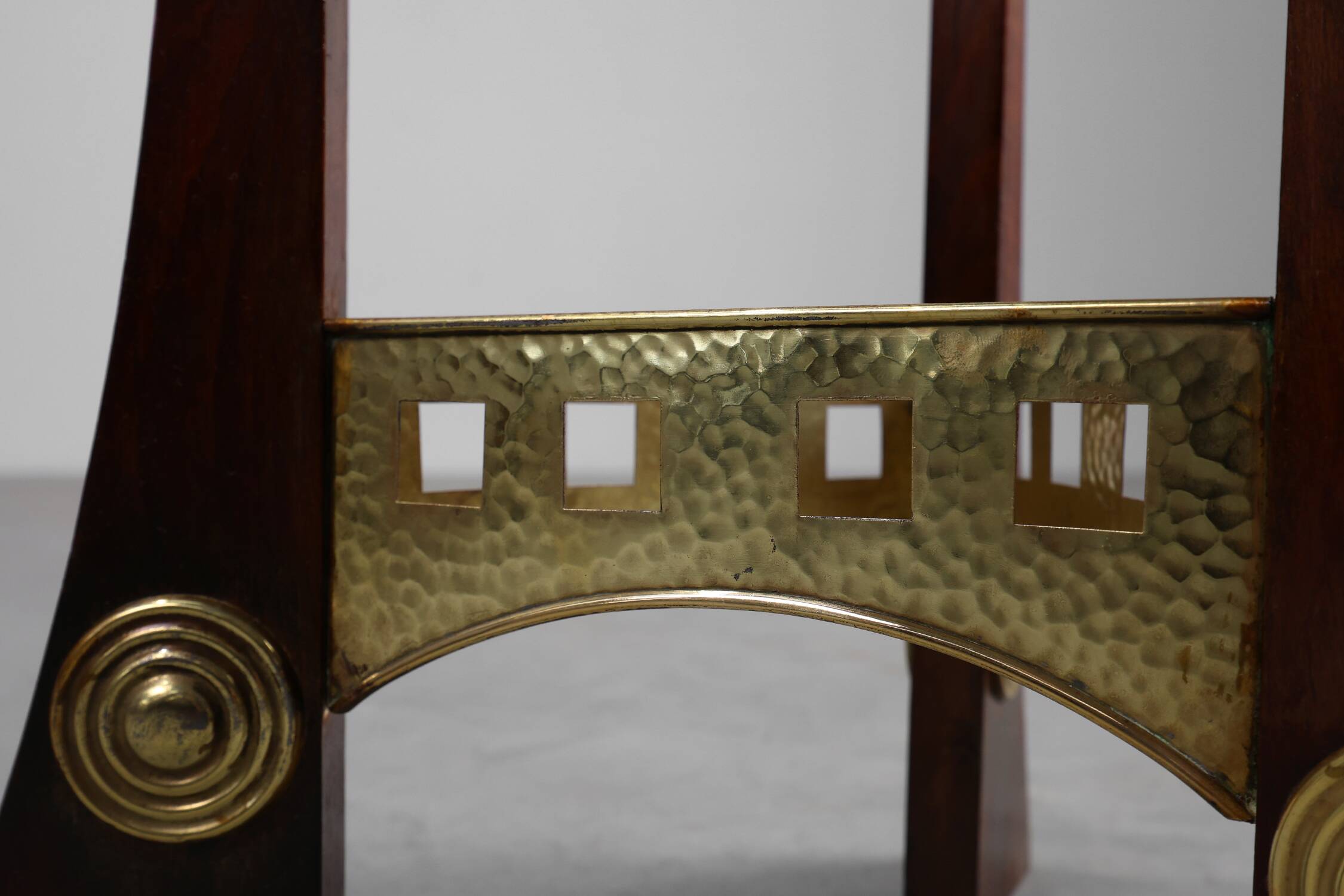 Art Nouveau Pedestal in wood and brass, Belgium, ca. 1910