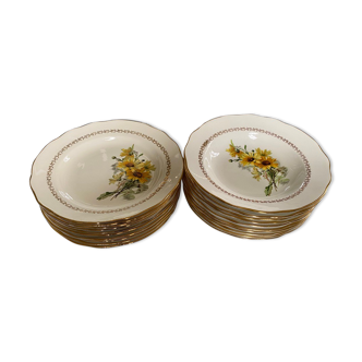 Lot of plates flat and hollow 10-10. "Margurites" by Gien. 1960s-70s.