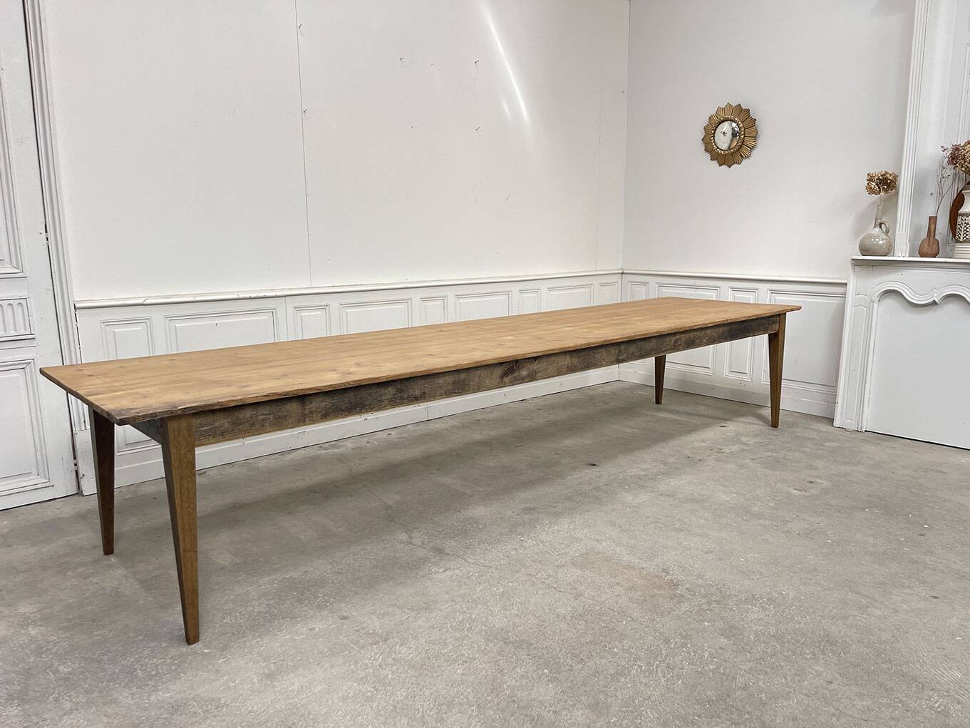 Large oak and fir table with honey patina