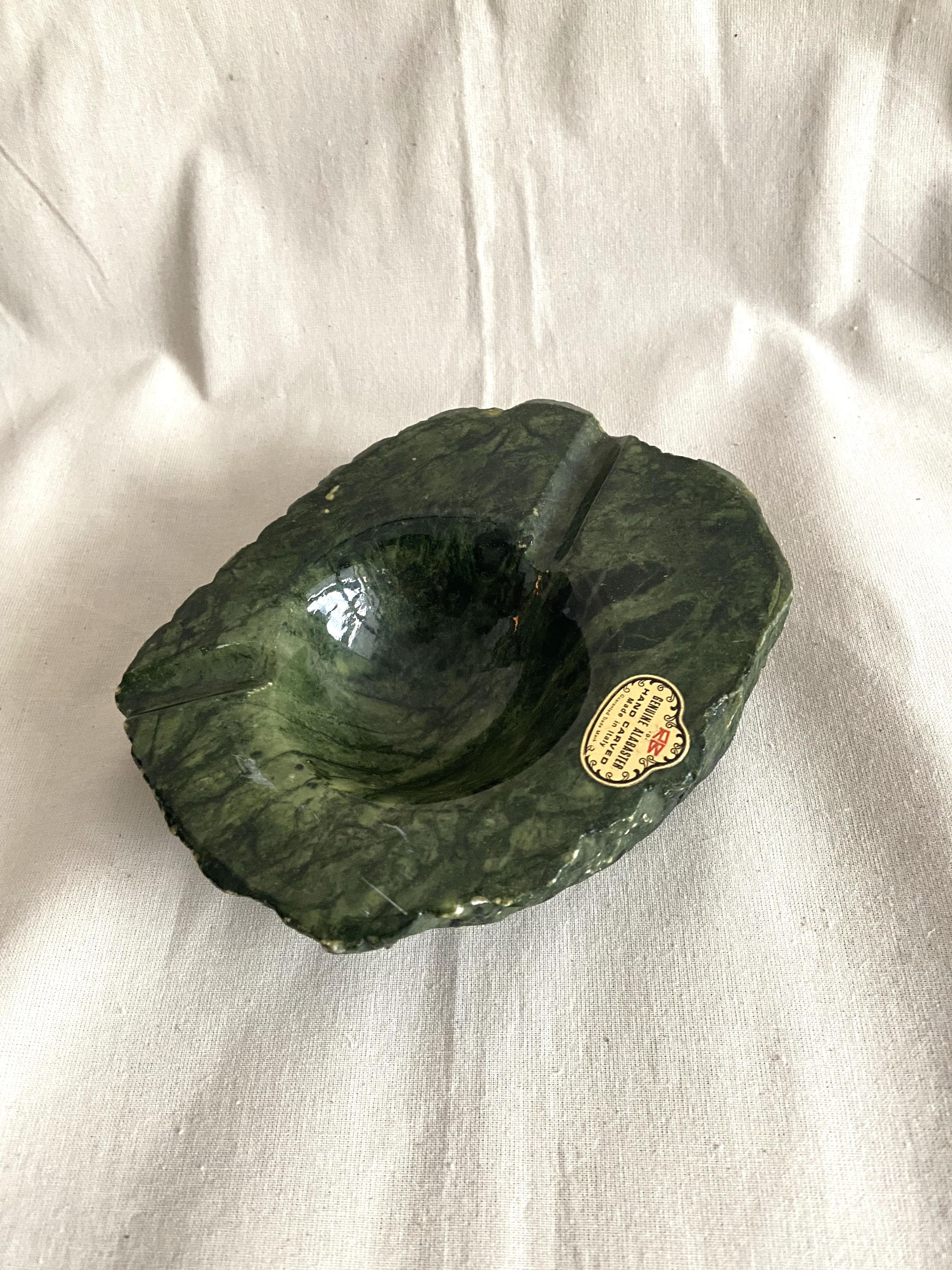 Green alabaster ashtray