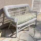 Vintage rattan kids garden bench