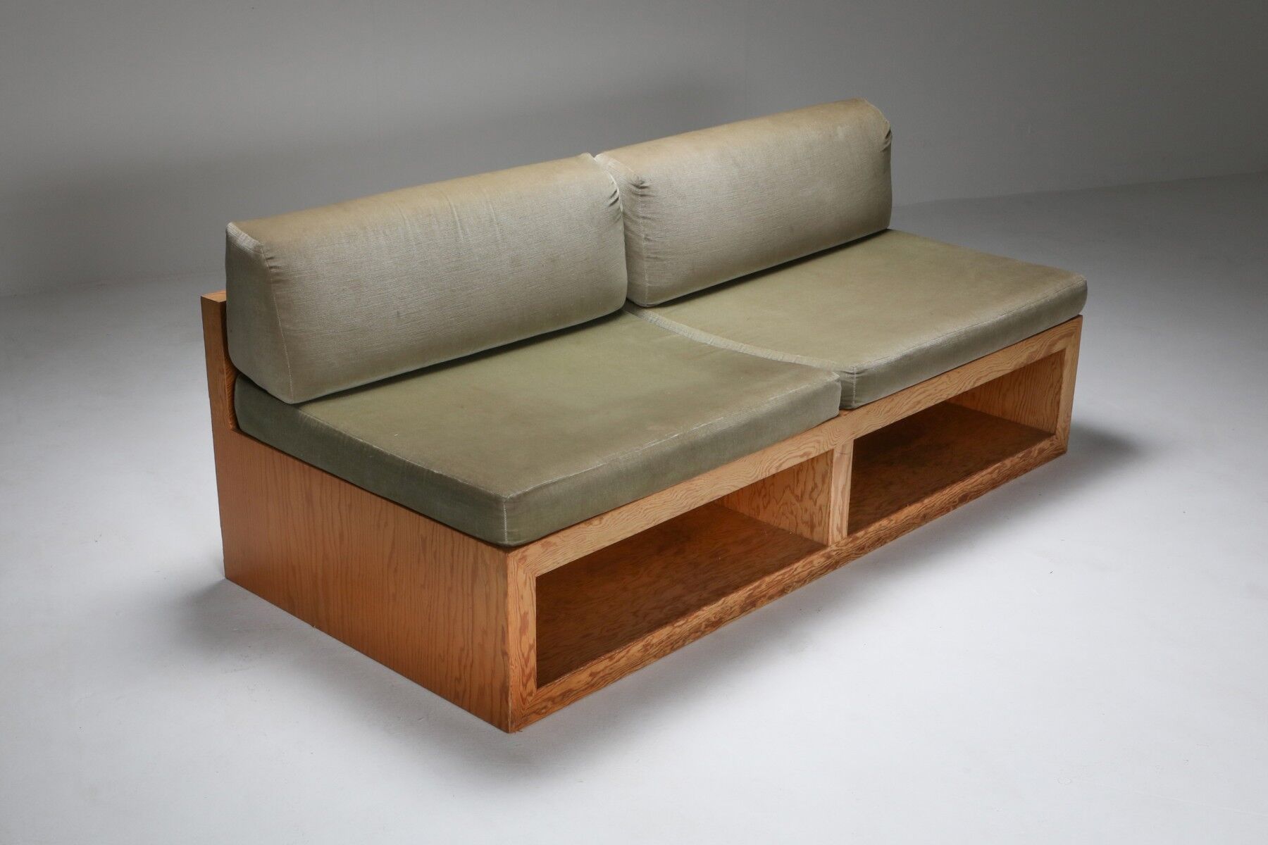 1960 Pine and Velvet Love Pitch Sofa
