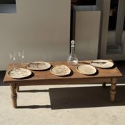 Petit vide poche ou plat en bois pétrifié blanc quadrillé brun D25-20,5