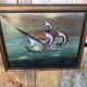 Oil painting on canvas j. peyraud view boats + wood frame #a219
