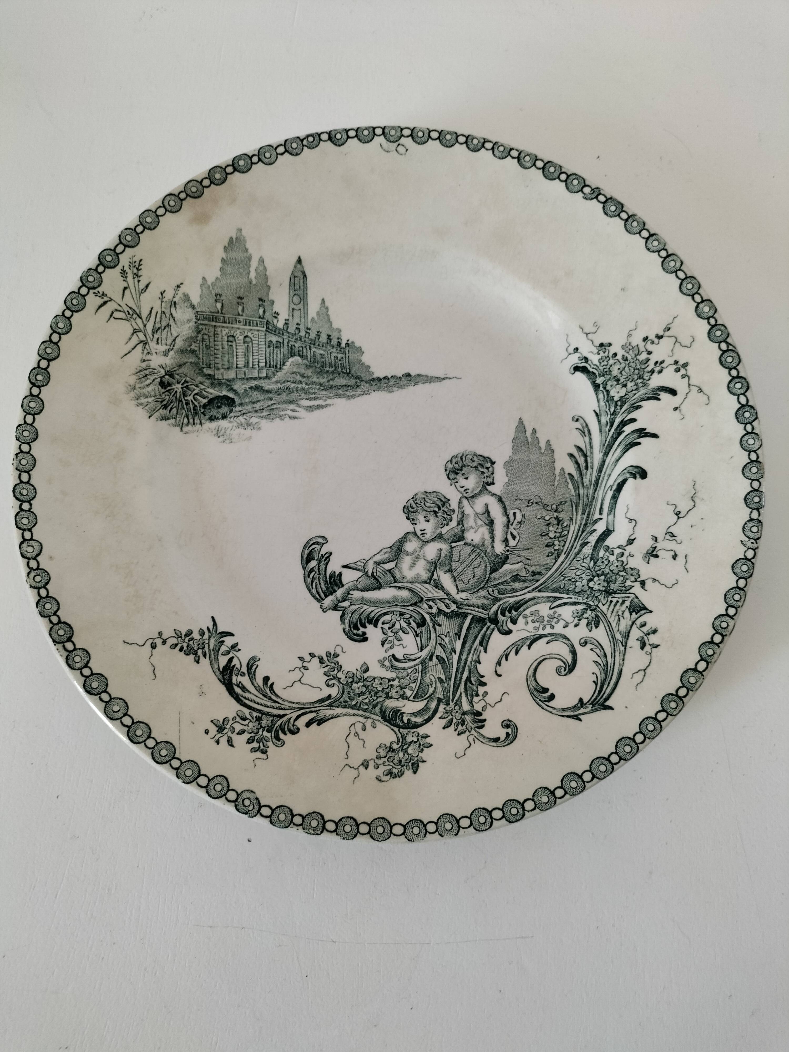 ironstone plate, A. Lebacqz & M. Bouchart earthenware factory, Trianon model