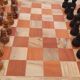 Rustic wooden chessboard