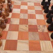 Rustic wooden chessboard