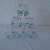 6 glasses veronica blue flowers Arcopal Arcoroc