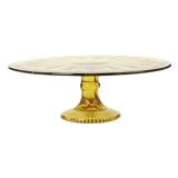 Art Deco Amber Cake Dish Pastry Bowl Depression Glass