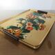 Floral formica and gold metal tray 50 60s