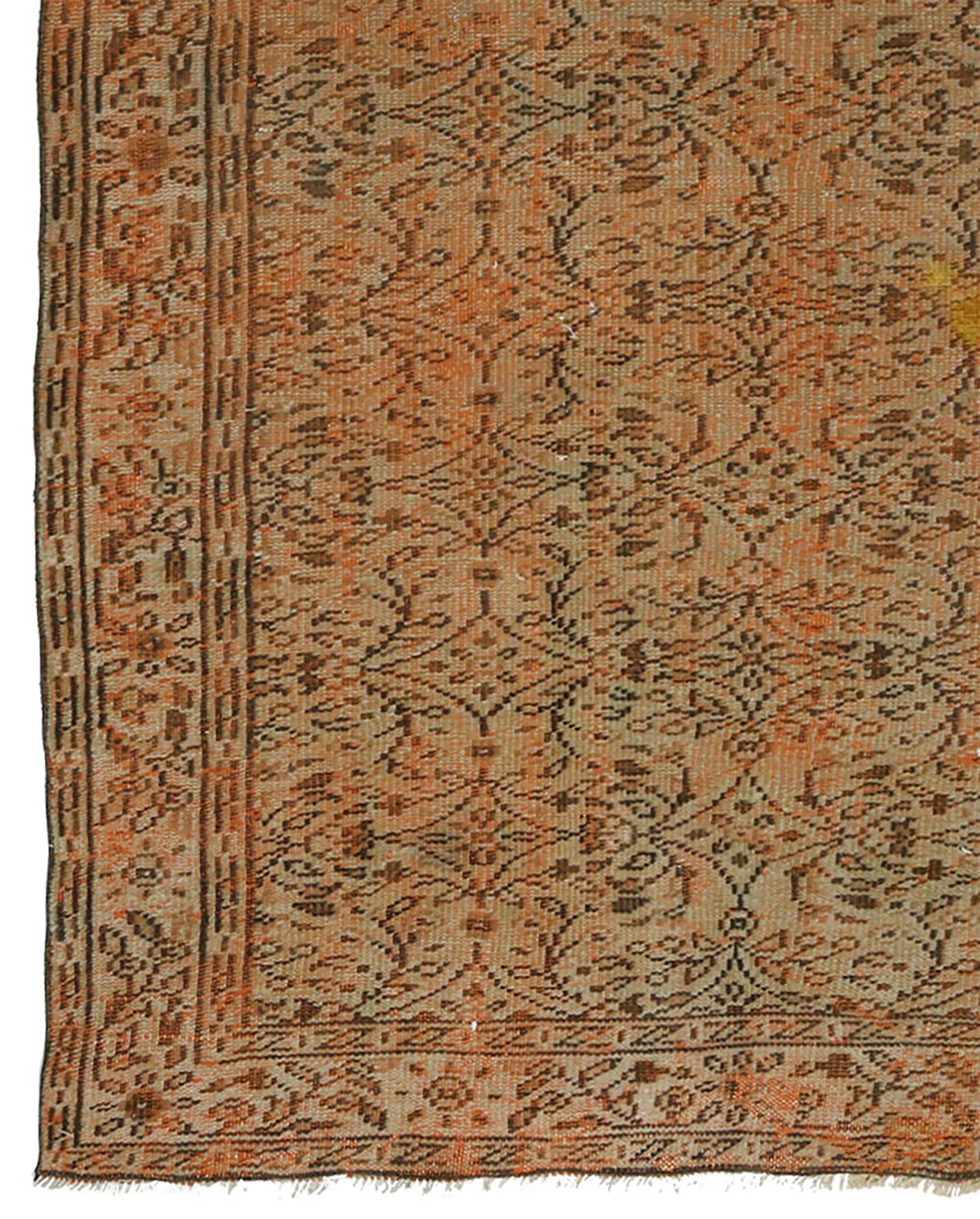 Vintage Turkish Carpet Floral Terracotta and Brown 260 x 158 cm