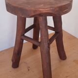 Pair of solid wood brutalist stools