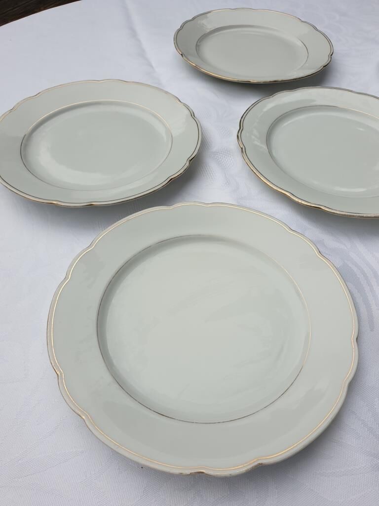 Set 7 plates porcelain gold fillets Seltmann Bavaria