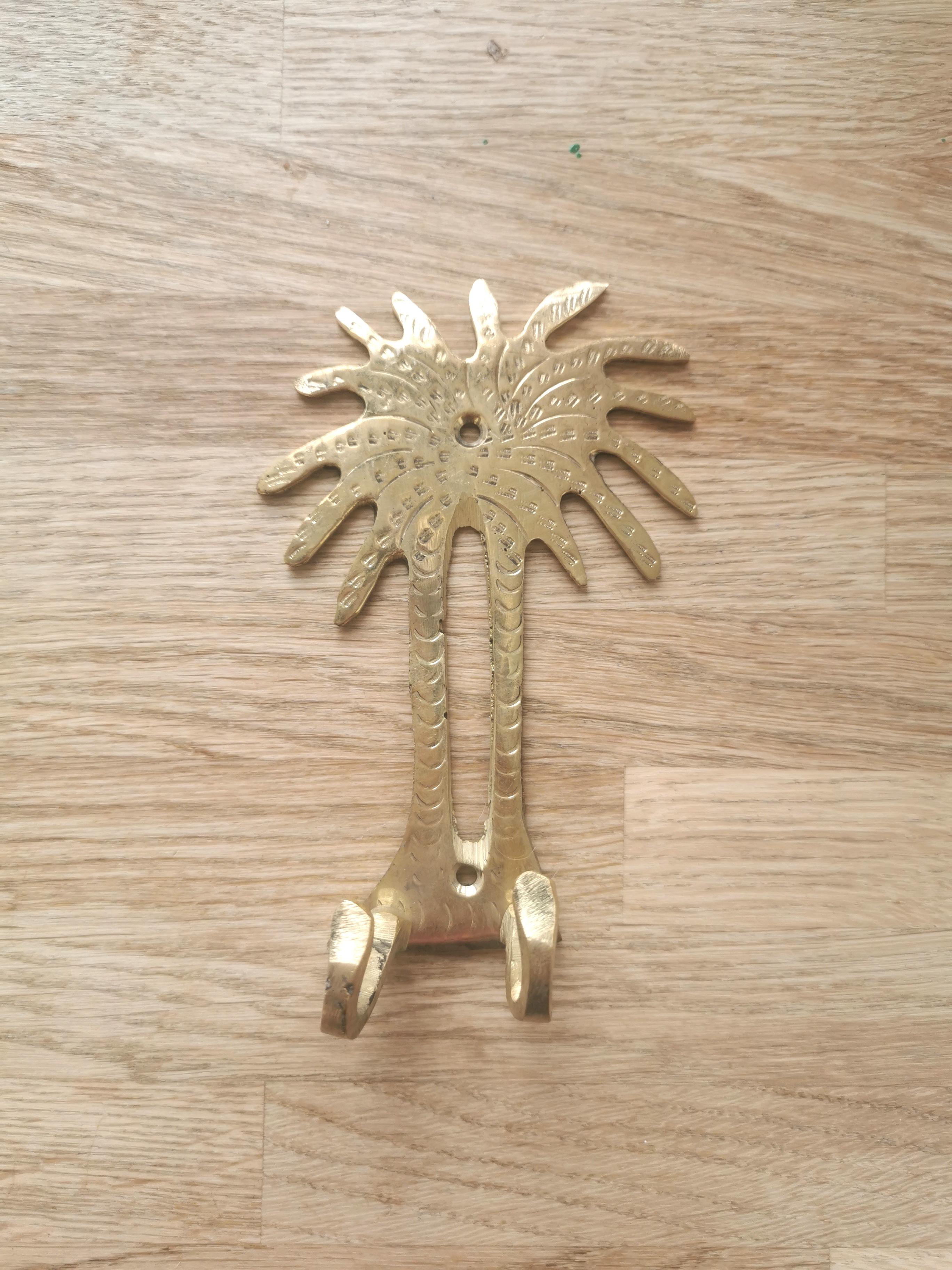 Small wall hook palm in gilded brass