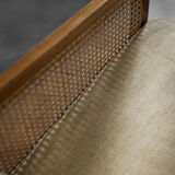 Mid-century modern Scandinavian mahogany armchair with French wicker by Bernt Petersen.